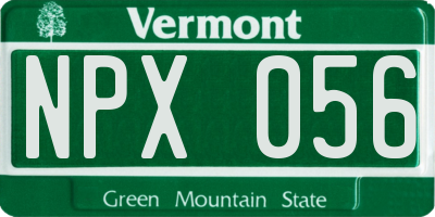 VT license plate NPX056