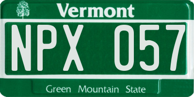 VT license plate NPX057