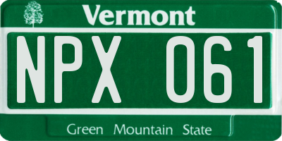 VT license plate NPX061