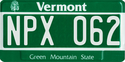 VT license plate NPX062
