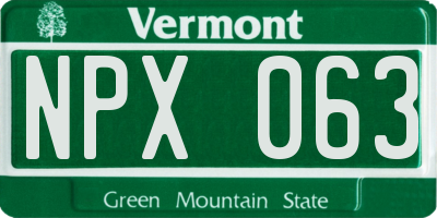 VT license plate NPX063