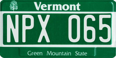 VT license plate NPX065