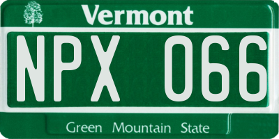 VT license plate NPX066