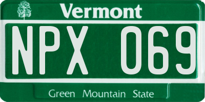 VT license plate NPX069