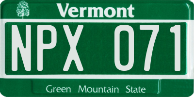 VT license plate NPX071