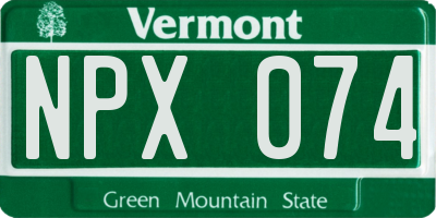 VT license plate NPX074