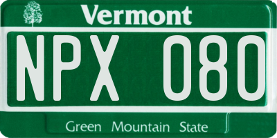 VT license plate NPX080