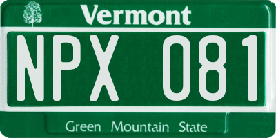 VT license plate NPX081