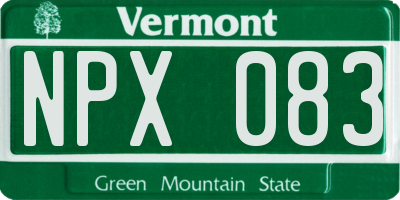 VT license plate NPX083
