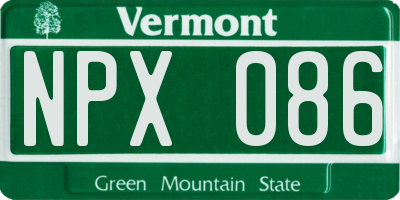 VT license plate NPX086