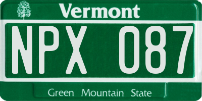 VT license plate NPX087
