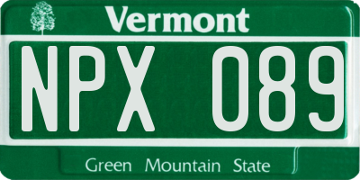 VT license plate NPX089