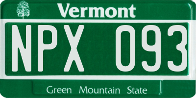 VT license plate NPX093