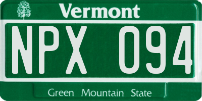 VT license plate NPX094