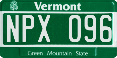 VT license plate NPX096