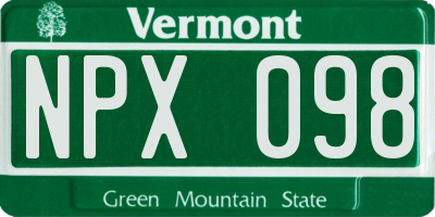 VT license plate NPX098