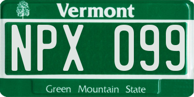 VT license plate NPX099