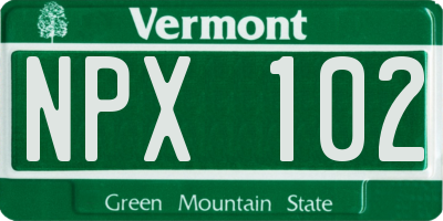 VT license plate NPX102