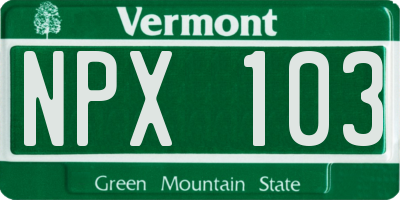 VT license plate NPX103