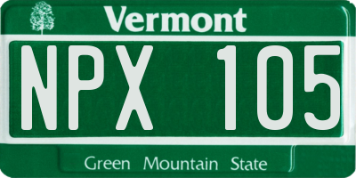 VT license plate NPX105