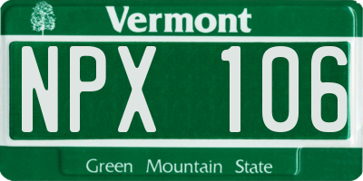 VT license plate NPX106
