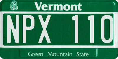 VT license plate NPX110