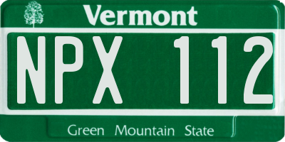 VT license plate NPX112
