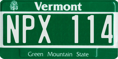 VT license plate NPX114