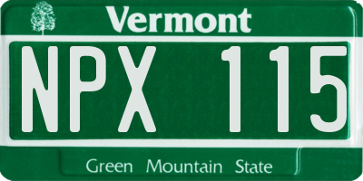 VT license plate NPX115