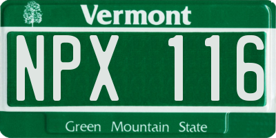 VT license plate NPX116