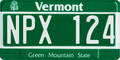 VT license plate NPX124