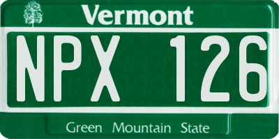 VT license plate NPX126