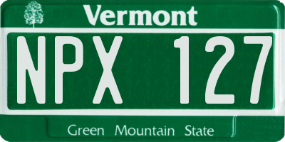 VT license plate NPX127