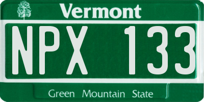 VT license plate NPX133