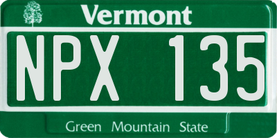 VT license plate NPX135
