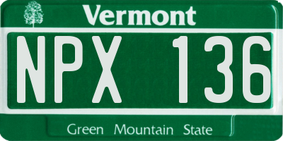 VT license plate NPX136