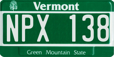 VT license plate NPX138