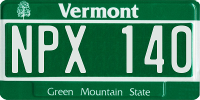 VT license plate NPX140
