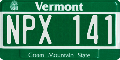 VT license plate NPX141