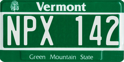 VT license plate NPX142
