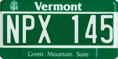 VT license plate NPX145
