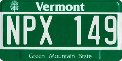 VT license plate NPX149
