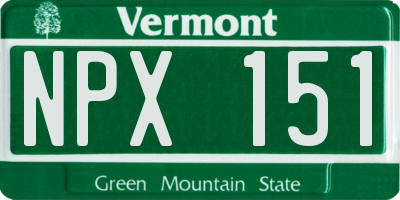 VT license plate NPX151