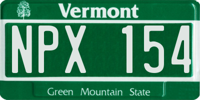 VT license plate NPX154