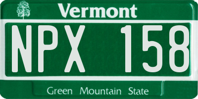VT license plate NPX158