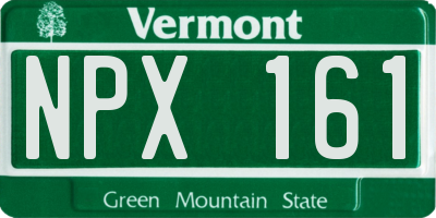 VT license plate NPX161