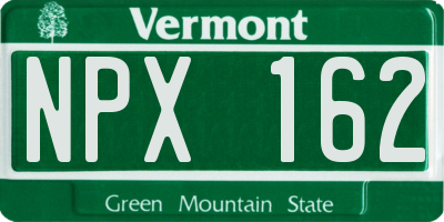 VT license plate NPX162
