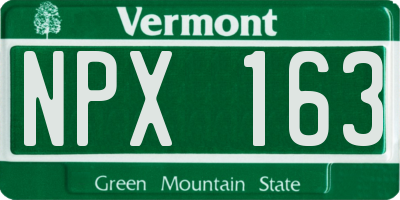 VT license plate NPX163