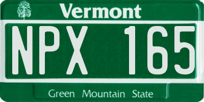 VT license plate NPX165
