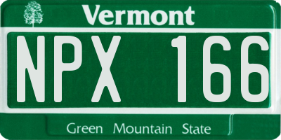 VT license plate NPX166